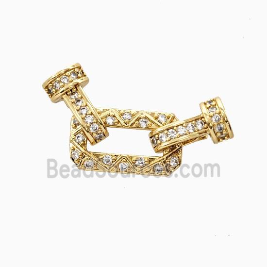 Copper Connector Clasp Pave Zirconia 18K Gold Plated