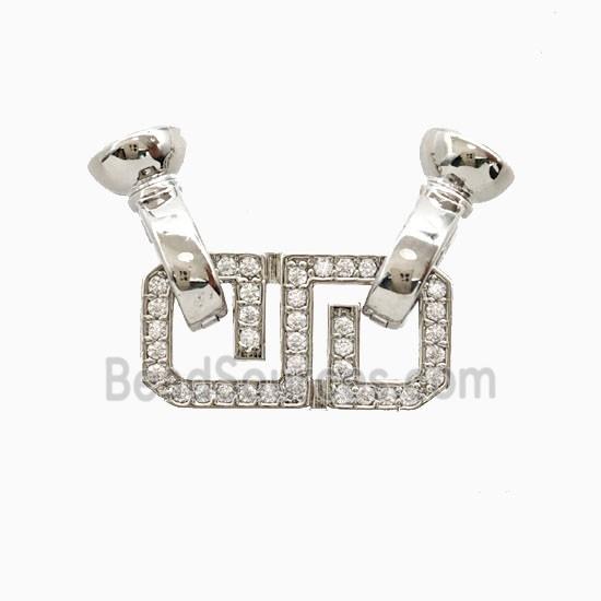 Copper Connector Clasp Pave Zirconia Platinum Plated