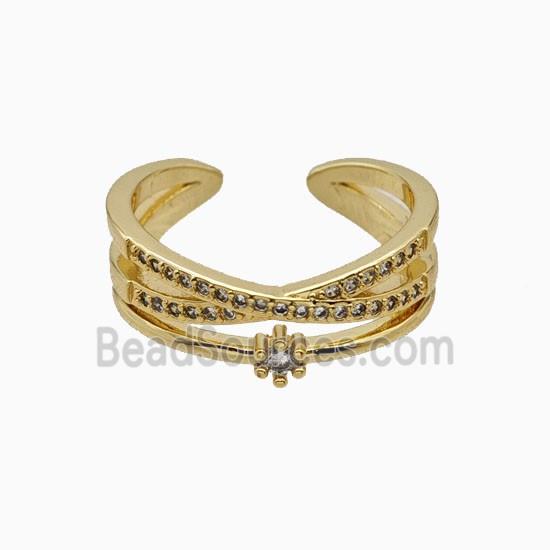 Copper Rings Pave Zirconia 18K Gold Plated