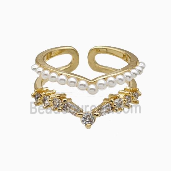 Copper Rings Pave Zirconia Resin 18K Gold Plated