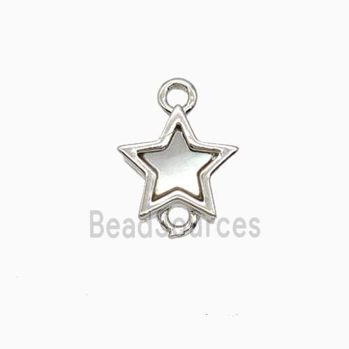 Copper Star Connector Pave Shell Platinum Plated