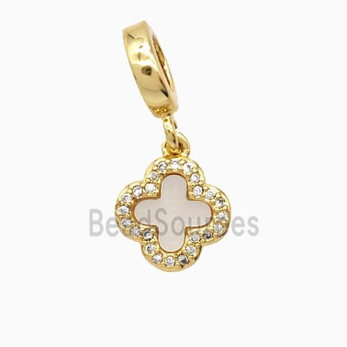 Copper Clover Pendant Pave Zirconia Shell 18K Gold Plated