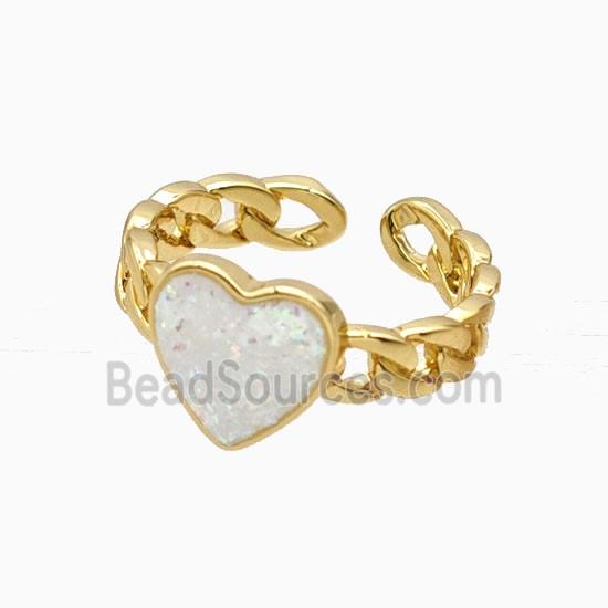 Copper Heart Rings Pave Fireopal 18K Gold Plated