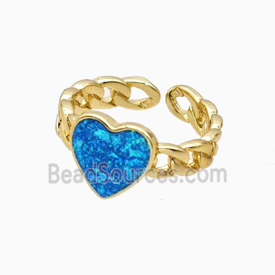 Copper Heart Rings Pave Fireopal 18K Gold Plated