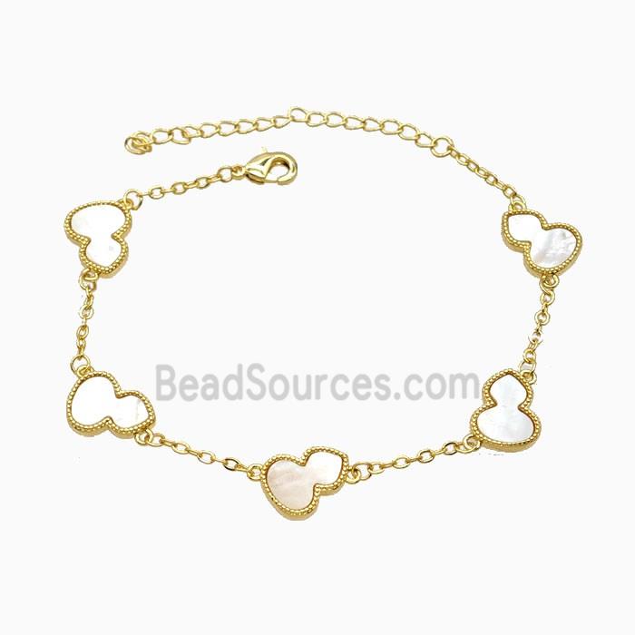 Copper Gourd Bracelet Pave Shell 18K Gold Plated