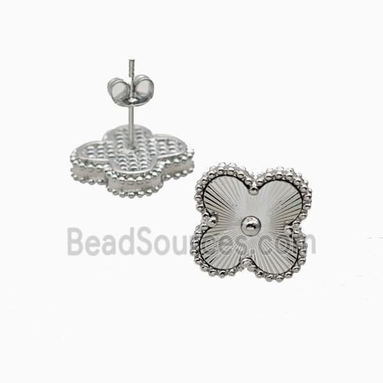 Copper Clover Stud Earrings Platinum Plated