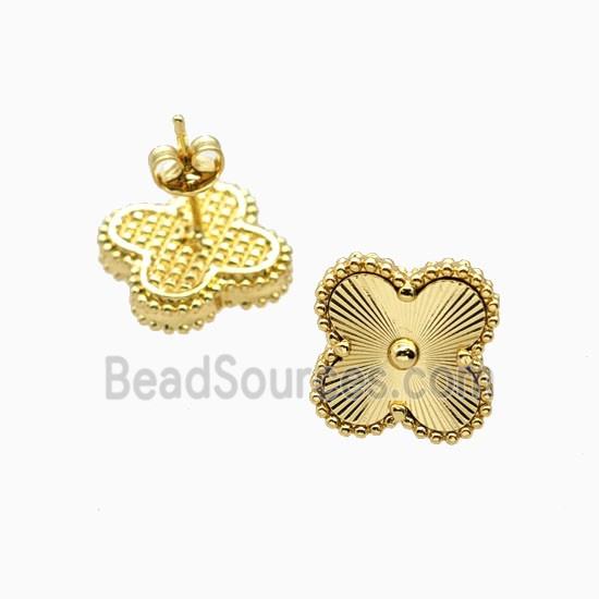 Copper Clover Stud Earrings 18K Gold Plated