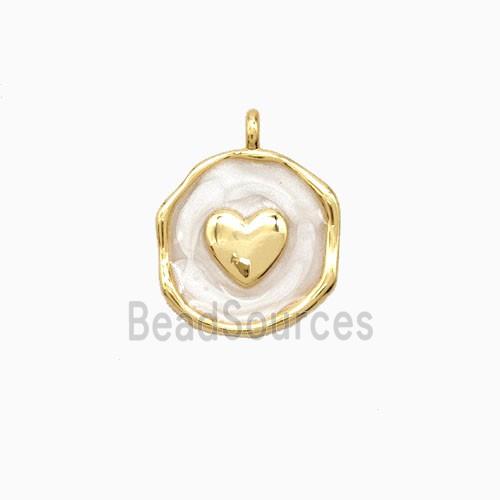 Copper Heart Pendant White Enamel 18K Gold Plated