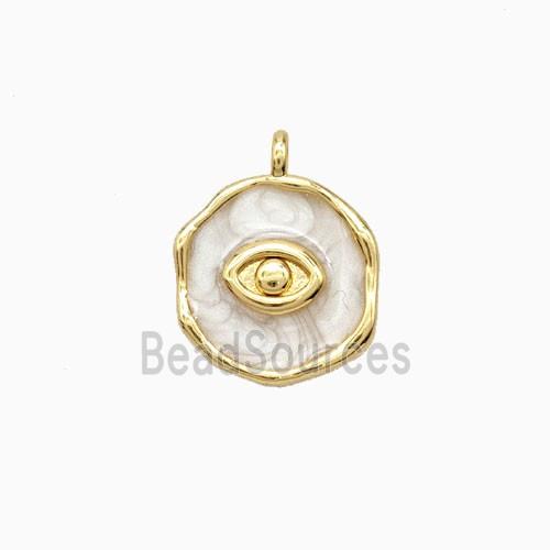 Copper Eye Pendant White Enamel 18K Gold Plated