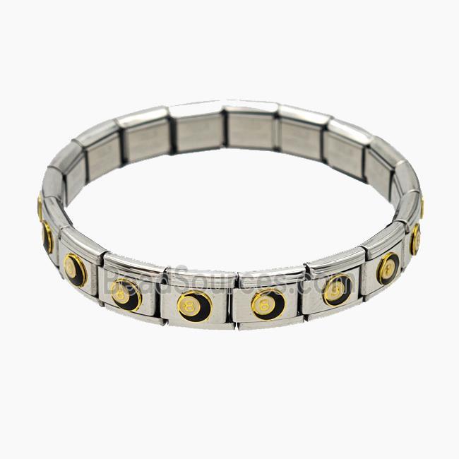 Raw Stainless Steel Module Bracelet With Moon Enamel