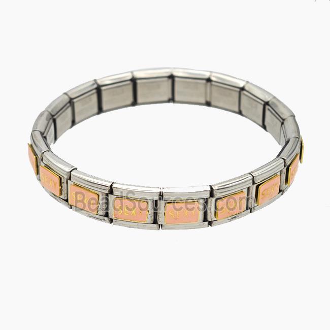 Stainless Steel Bracelet, Platinum plated