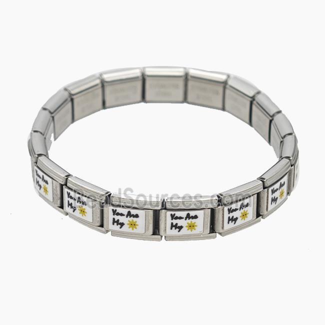 Stainless Steel Bracelet, Platinum plated