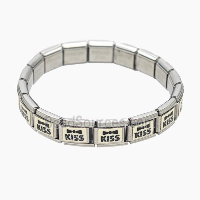 Stainless Steel Bracelet, Platinum plated