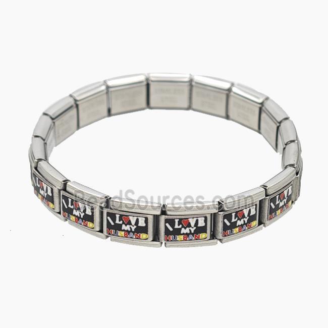 Stainless Steel Bracelet, Platinum plated