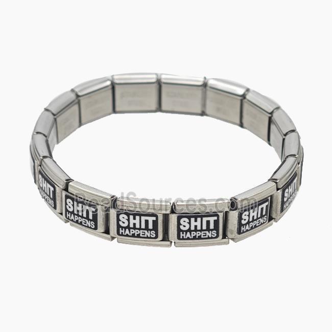 Stainless Steel Bracelet, Platinum plated