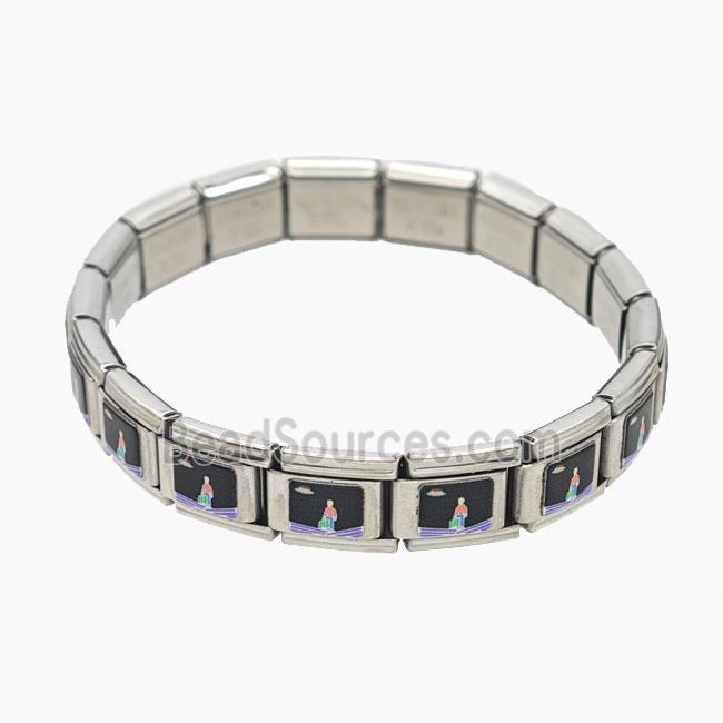 Stainless Steel Bracelet, Platinum plated