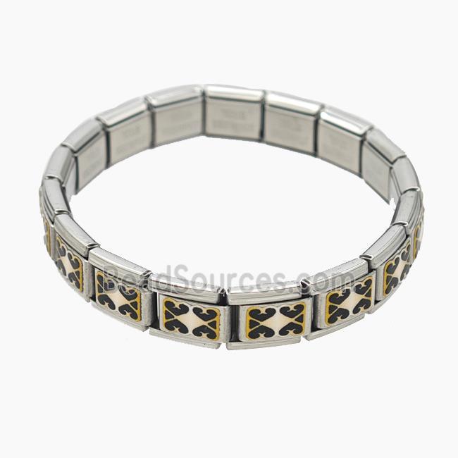 Stainless Steel Bracelet, Platinum plated