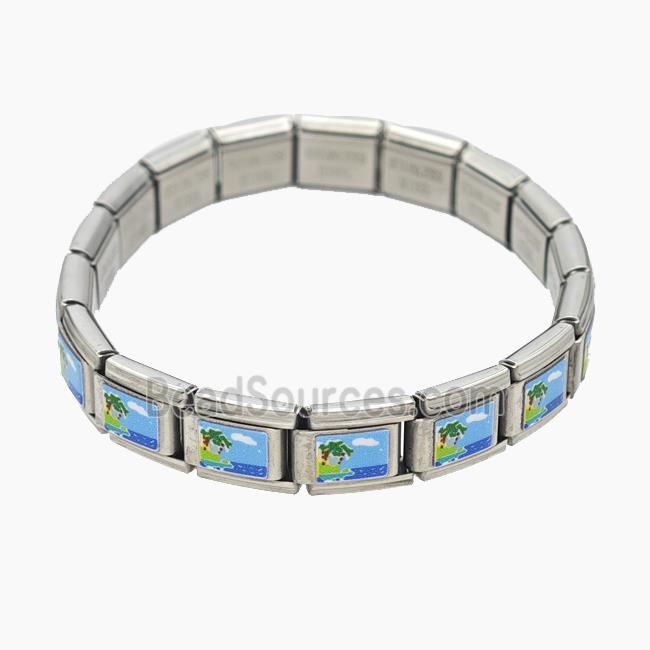 Stainless Steel Bracelet, Platinum plated