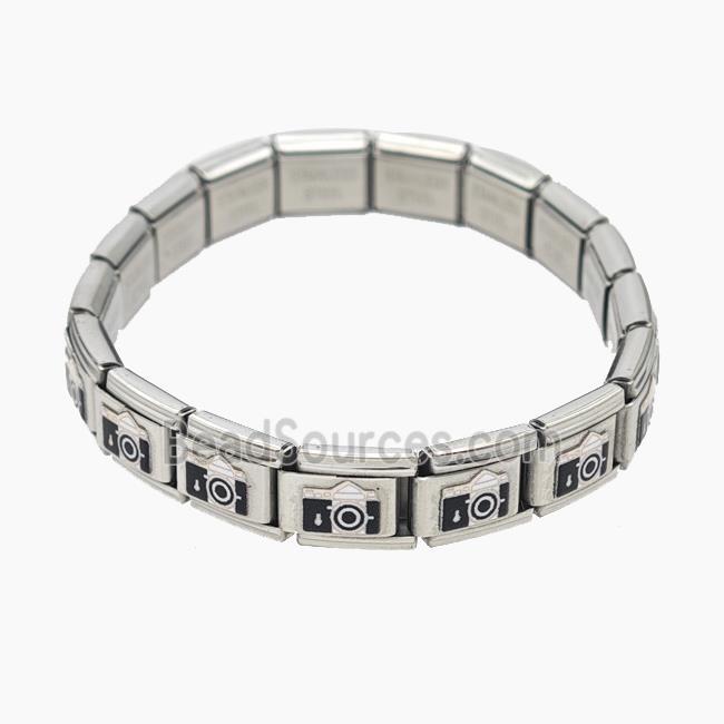 Stainless Steel Bracelet, Platinum plated