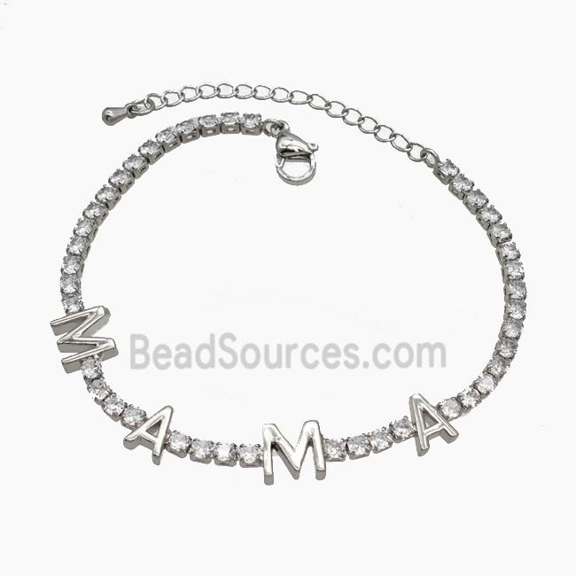 Copper MAMA Bracelets Pave Zirconia Platinum Plated
