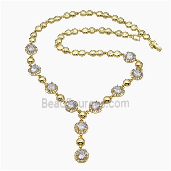 Copper Necklace Pave Zirconia Gold Plated