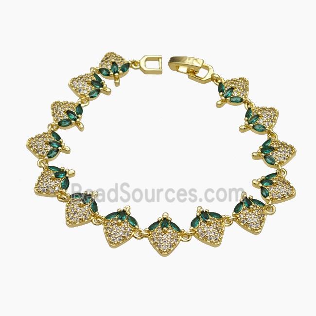Copper Strawberry Bracelet Pave Zirconia Gold Plated