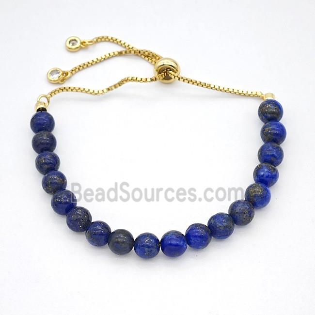 Blue Lapis Bracelet Adjustable Copper Gold Plated