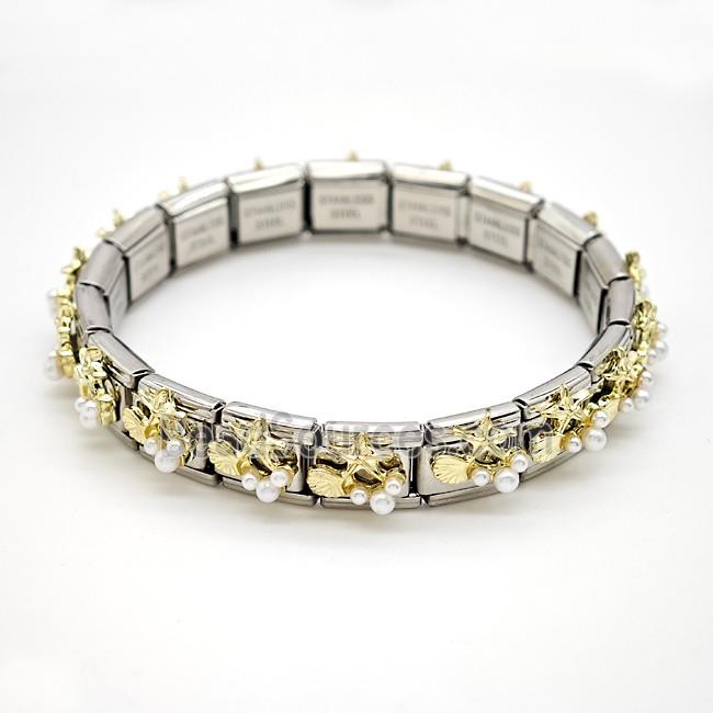 Raw Stainless Steel Module Bracelet Pave Resin Starfish
