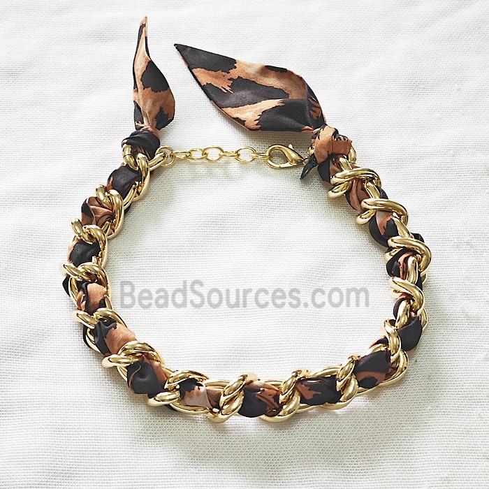 Polyester Fabric Alloy Necklace Chain