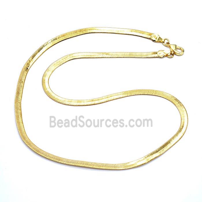 Copper Necklace Chain Flat Snake Gold Plated
