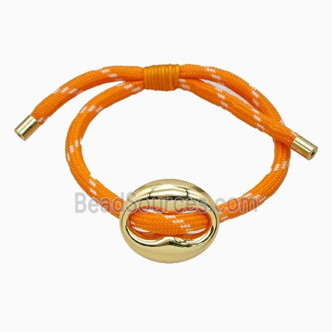Orange Nylon Bracelet With Copper Pignose Adjustable