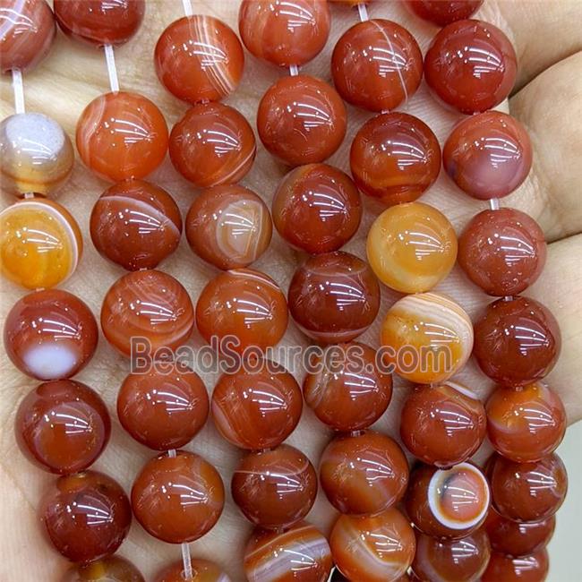 Natural Stripe Agate Beads Red Dye Smooth Round