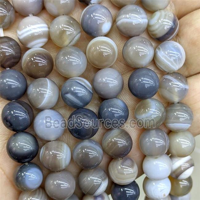 Natural Stripe Agate Beads Coffee Dye Smooth Round