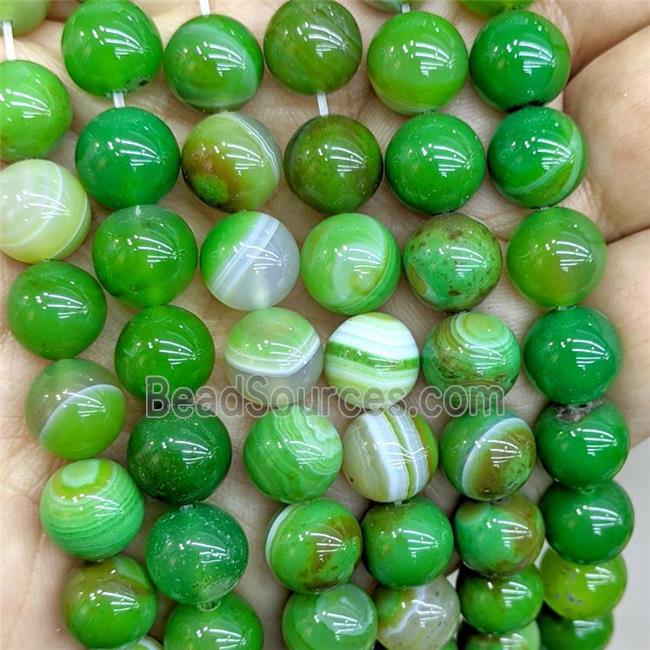 Natural Stripe Agate Beads Mintgreen Dye Smooth Round