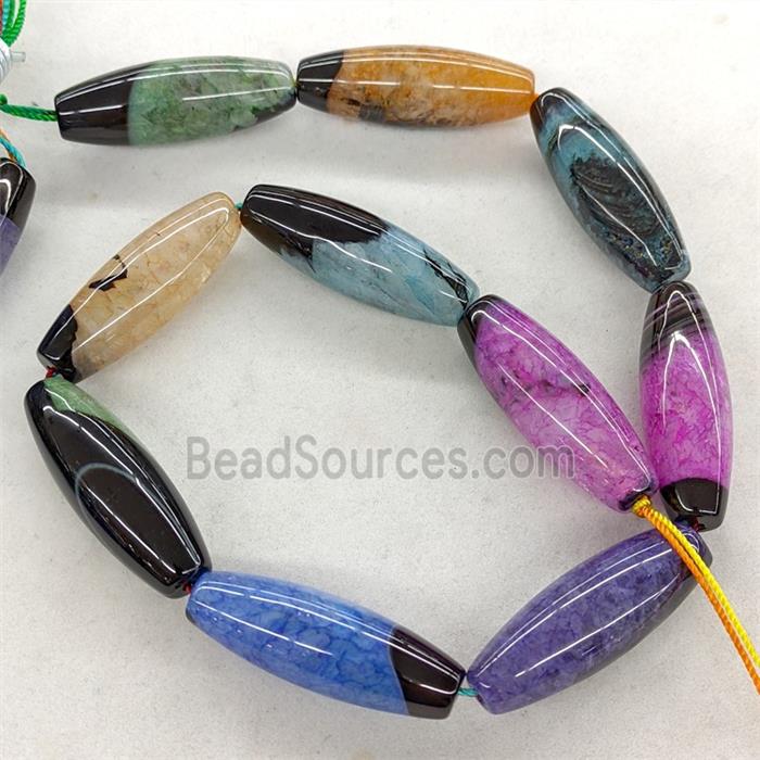 Natural Agate Druzy Rice Beads Mixed Color Dye