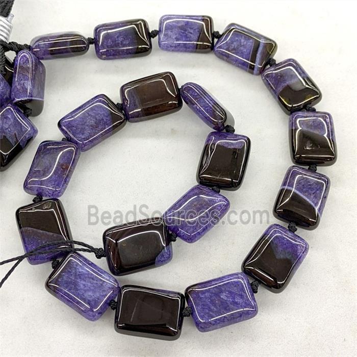 Natural Agate Druzy Rectangle Beads Purple Dye