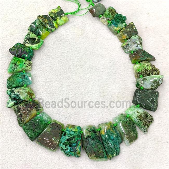 Natural Agate Slice Beads Graduated Green Dye
