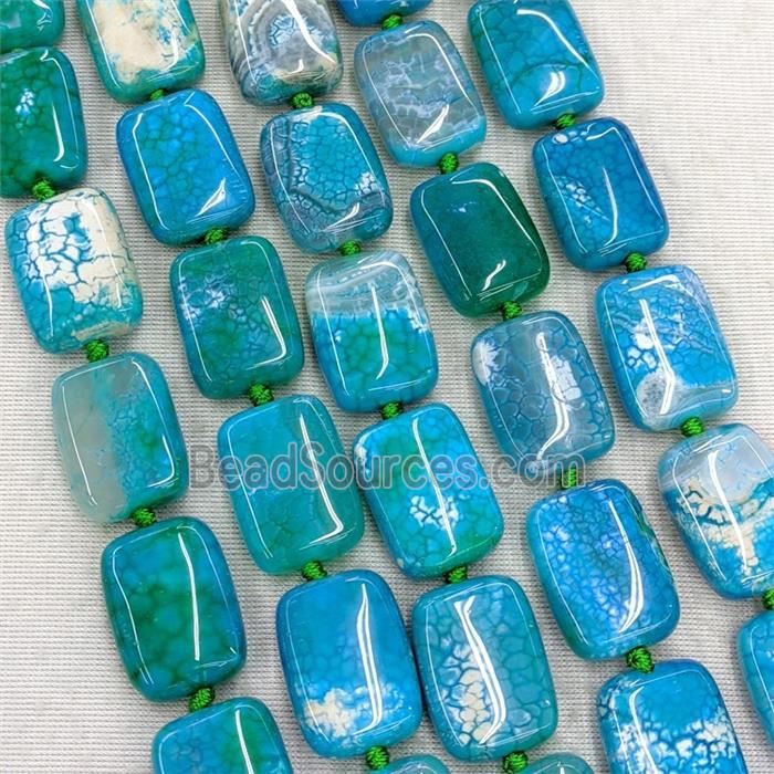 Natural Veins Agate Beads Rectangle Blue Dye