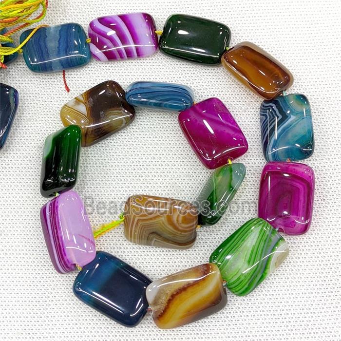 Natural Striped Agate Rectangle Beads Banded Mixed Color Dye
