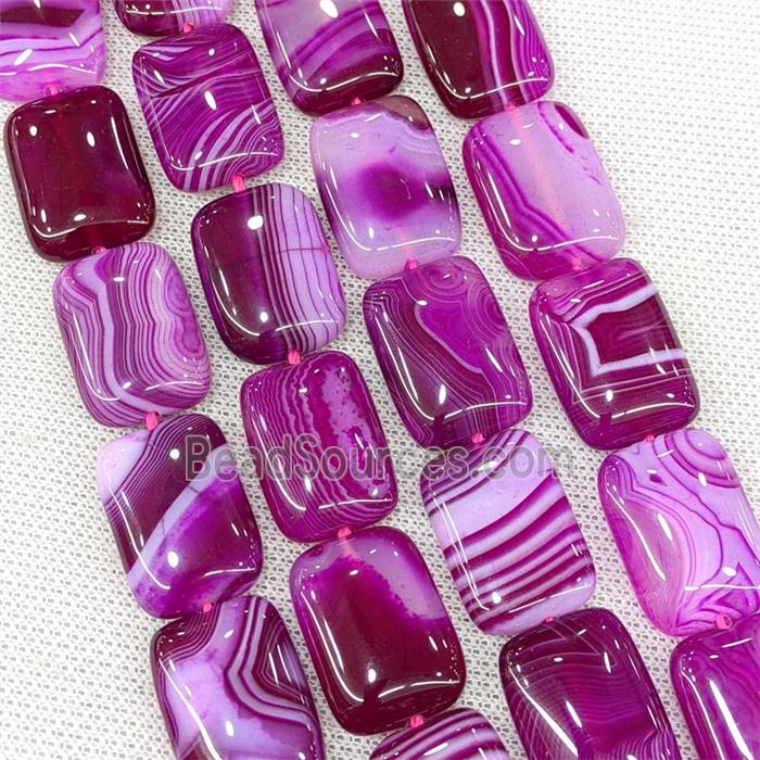 Natural Striped Agate Beads Rectangle Hotpink Dye