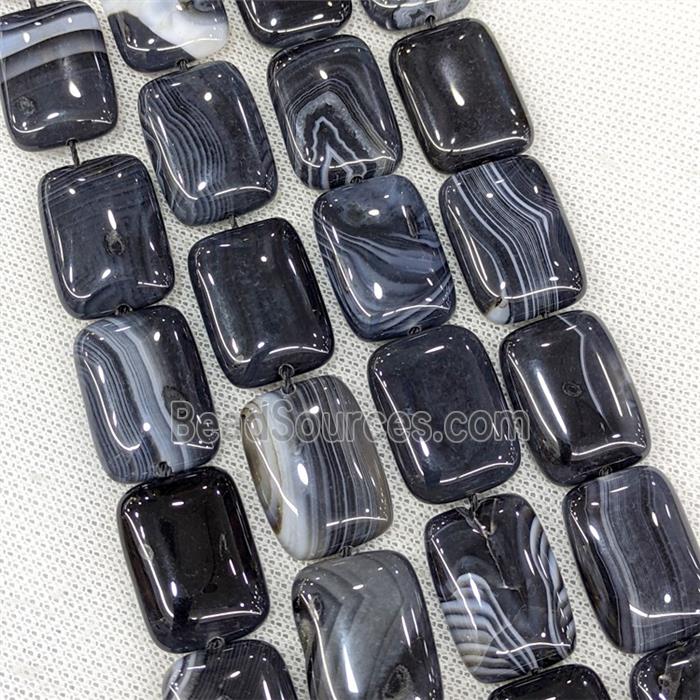 Natural Striped Agate Beads Rectangle Black Dye