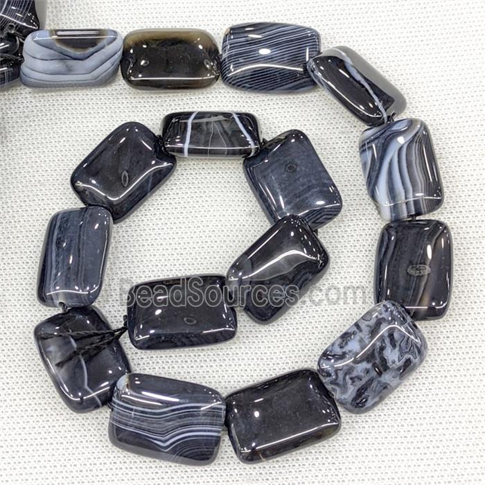 Natural Striped Agate Beads Rectangle Black Dye