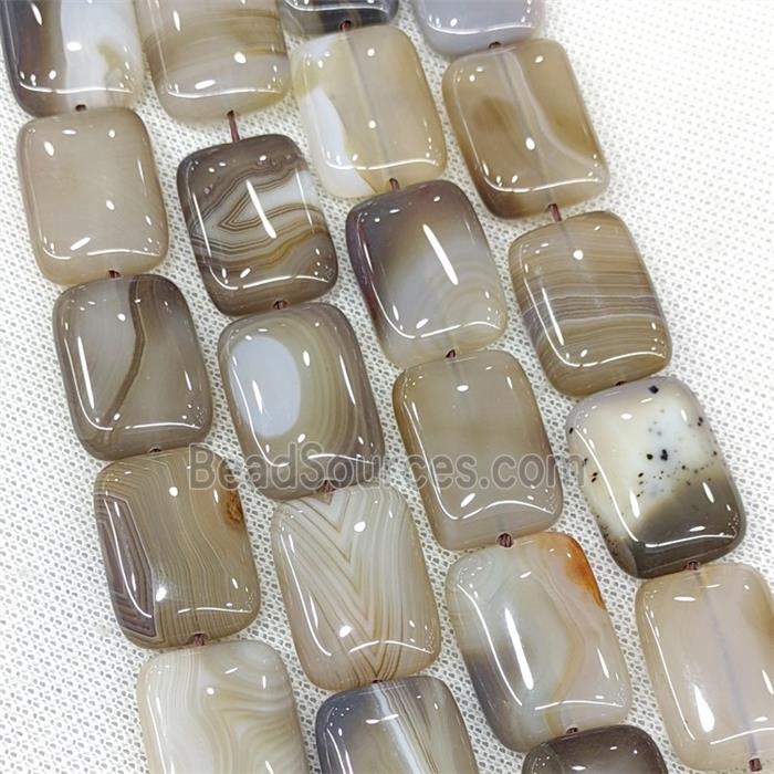 Natural Striped Agate Beads Rectangle Gray Dye