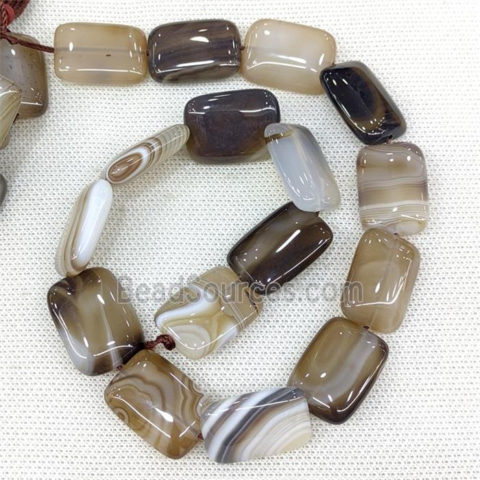 Natural Striped Agate Beads Rectangle Gray Dye