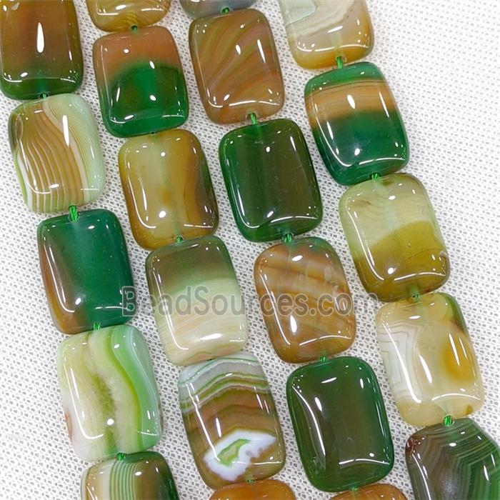 Natural Striped Agate Beads Rectangle Greencoffee Dye