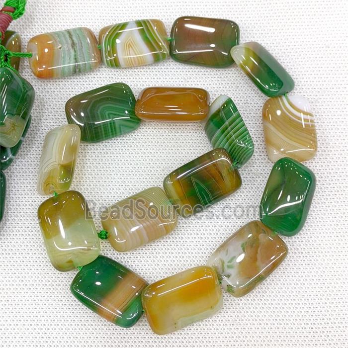 Natural Striped Agate Beads Rectangle Greencoffee Dye