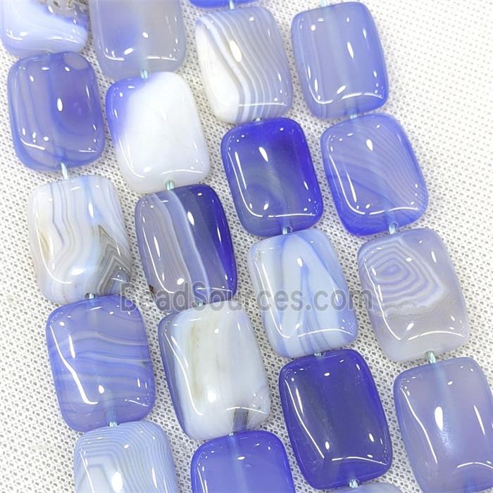 Natural Striped Agate Beads Rectangle Blue Dye