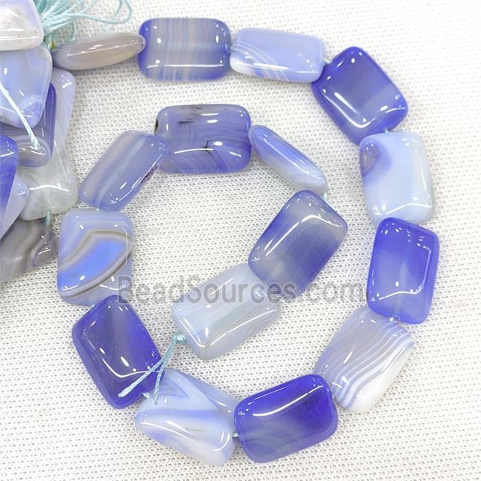 Natural Striped Agate Beads Rectangle Blue Dye