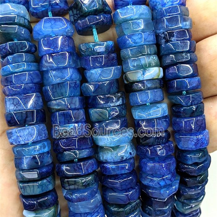 Natural Agate Heishi Beads Blue Dye