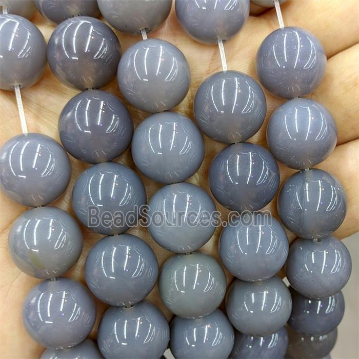 Gray Agate Beads Smooth Round Dye